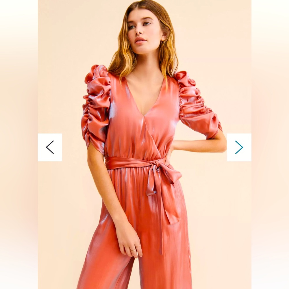 BTFL-Life Puff-Sleeve Wide Leg Nuully Jumpsuit Anyropology Size Medium